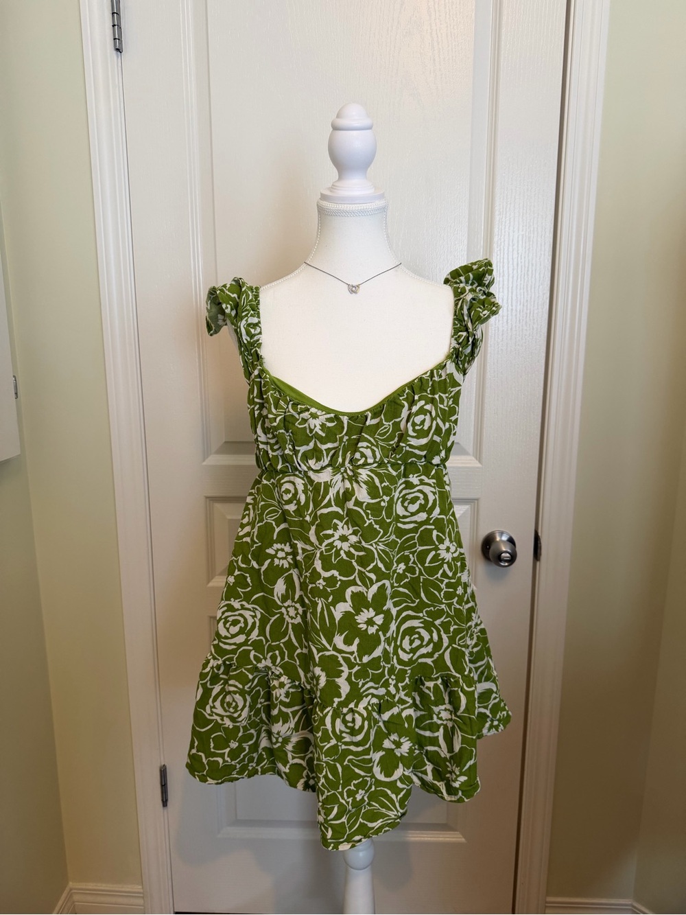 Blu Pepper Green Floral Dress Medium